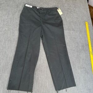UniFirst Work Pants Men 36x28 Gray Durable Press Altered Flat Front Slash Pocket